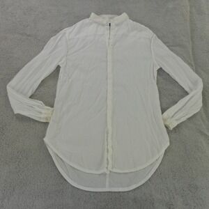 Umit Unal‎ Top Semi Sheer Silk Trim Hand Stitch